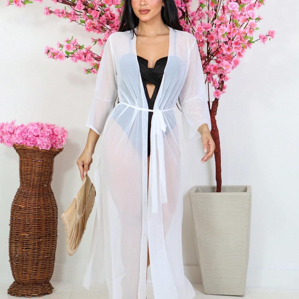 Saída de Praia Kimono Feminino Manga 3/4 Moda verão Praia