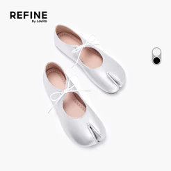 (Refine by Lovito) Sapatos Mary Jane Casuais Estilo Coreano Com Design Moderno E Elegante Modelo Tabi Prateado Para Mulheres LR34E024