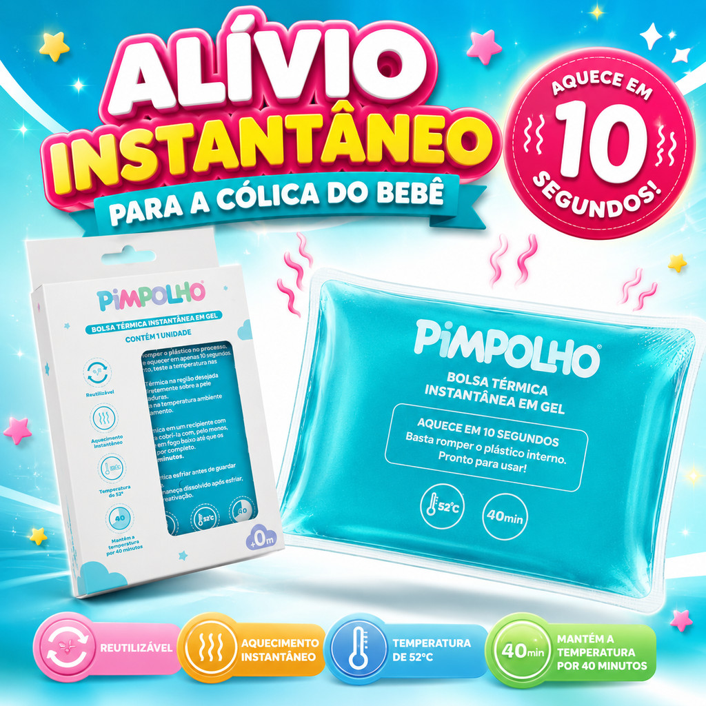 Bolsa Térmica Instantânea em Gel Pimpolho Alívio Cólica do Bebê Reutilizável
