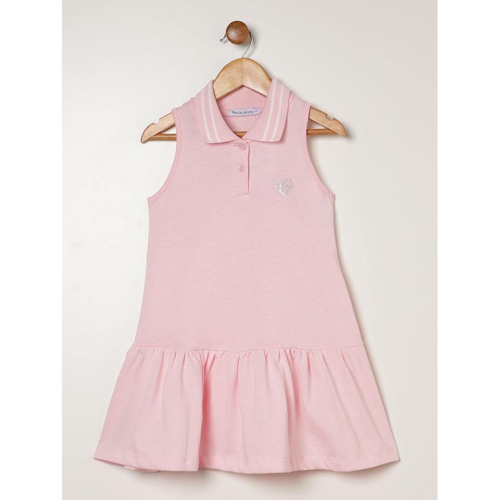 Vestido Gola Polo Infantil Para Menina - ROSA