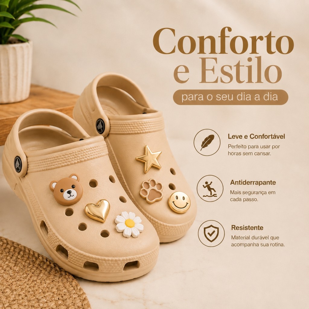 Sandália Babuche Feminino EVA Plataforma Nuvem Macia Antiderrapante Bottons Premium