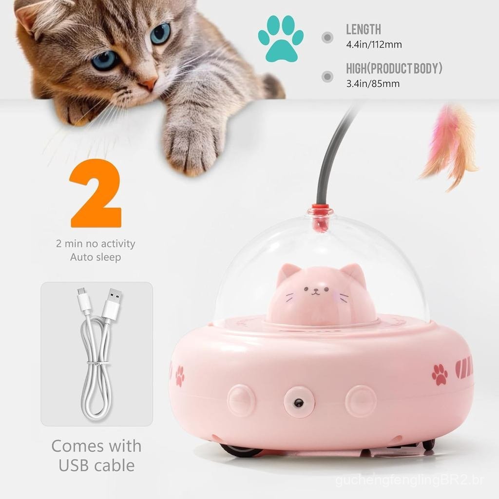 Brinquedo Interativo para Gatos Li&Zhao - Brinquedo Automático com Laser e Pena, Recarregável 2 em 1, Brinquedo Elétrico