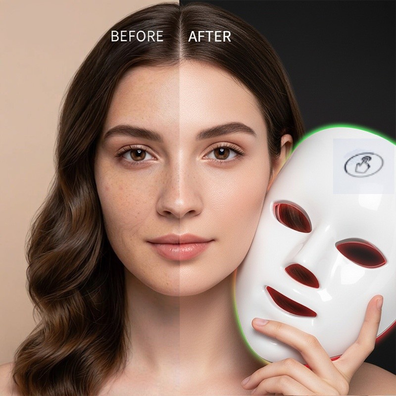 Máscara profissional de beleza facial LED de sete cores - ilumina o tom da pele, melhora a Acne, diminui os poros, adequ