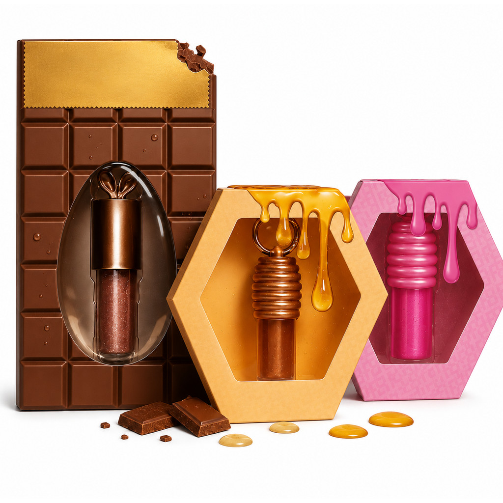 Brilho Labial Gloss Hidratante Aroma Mel Dourado Rosa Chocolate Kit 1 2 ou 3