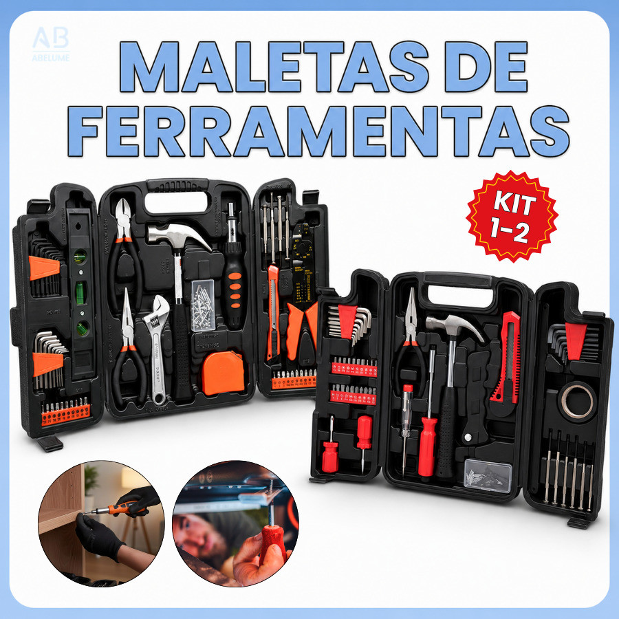 Jogo Kit de Ferramentas 129/142 Peças Maleta Serviços Gerais Multiuso 2 Modelos