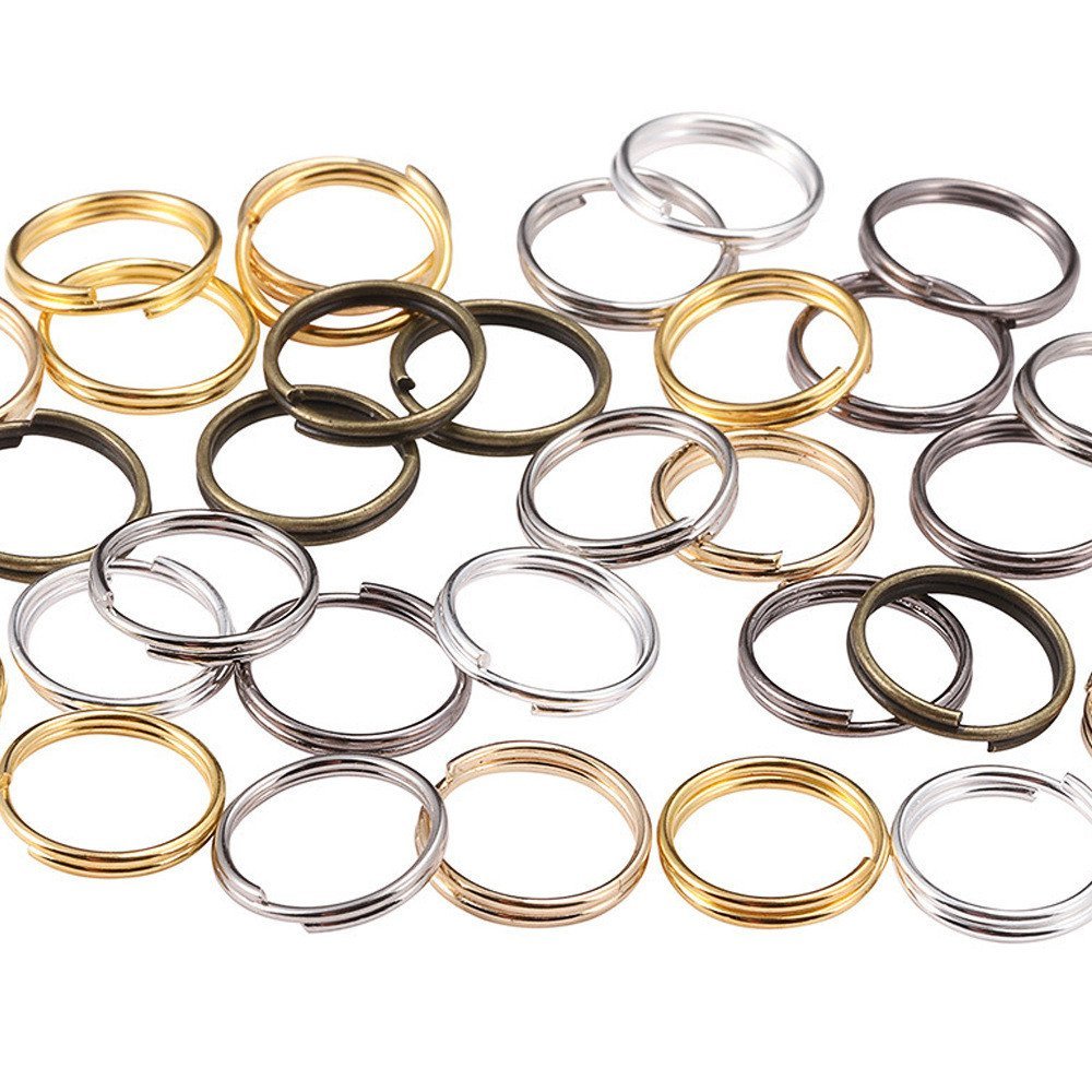 20/50/100/200 peças de materiais para acessórios de chaveiro DIY: argola em O, argola dupla, aberta, argola de fe