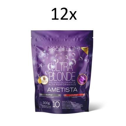 Kit 12 un. pó descolorante Ametista Dust Free Probelle 300G