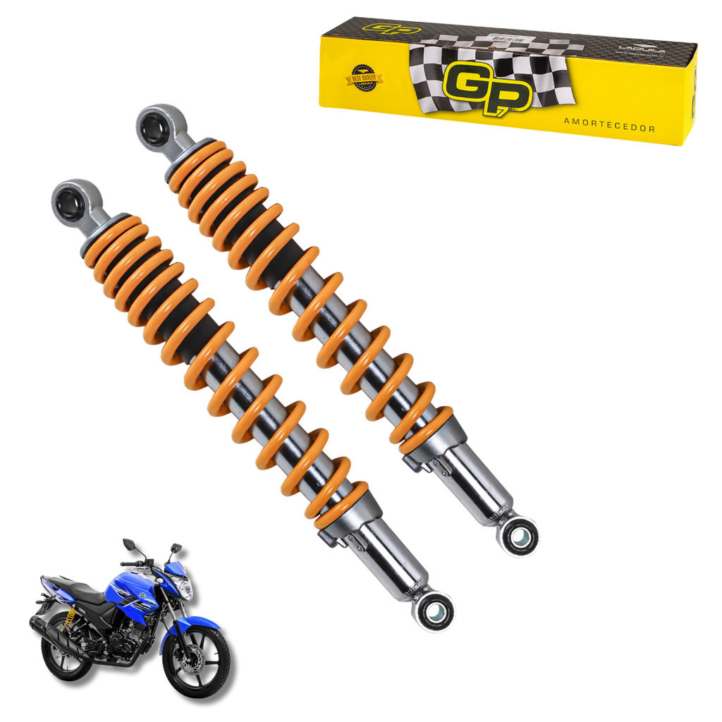 PAR AMORTECEDOR FAZER 150 YBR FACTOR 150 2014/2024 MOLA AMARELA COM REGULAGEM