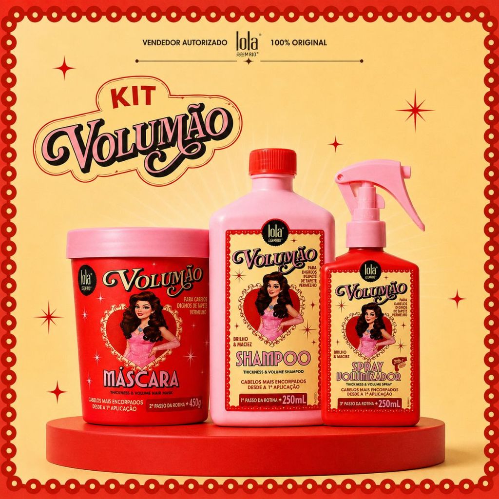 Linha Completa Lola Volumão Shampoo 250ml + Spray 250ml + Máscara 450g