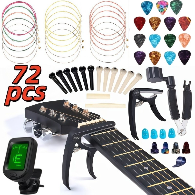 Kit Afinador Kit Violão Completo C/ Capotraste Profissional +72 Peças