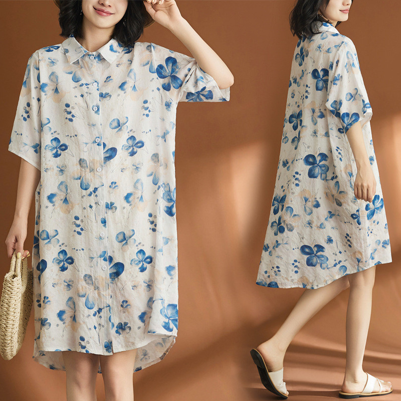 Olhos Grandes [Roupas Femininas Estilo Yamamoto] Vestido de Manga Curta-2026 Verão Plus Size Roupas Femininas Gordura M