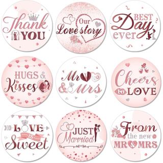 Crtiin 504 Peças de Adesivos Redondos para Casamento, Etiquetas Rosa para Doces, Adesivos de Chocolate em Forma de Beijo
