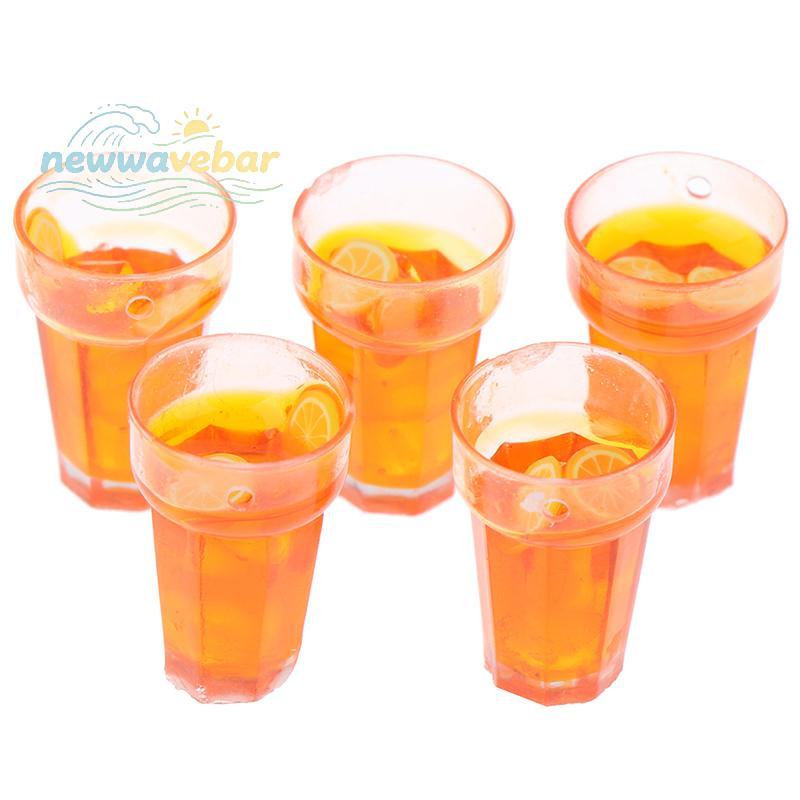 [HENGHOME] 5 Peças 1 : 12 Casa De Bonecas Em Miniatura Comida Limão Xícaras De Chá Boneca Bebidas Modelo Brinquedo { TH