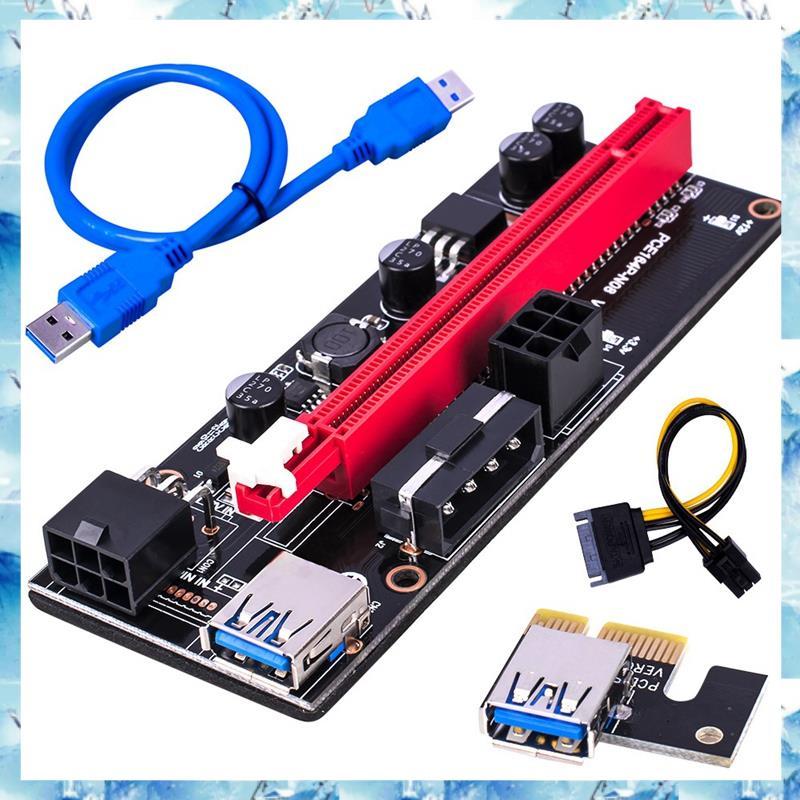 [Bcd] PCI-E Pcie Riser 009 Express 1X A 16X Extensor USB 009S Placa Adaptadora Dupla De 6 Pinos SATA 15Pin Para