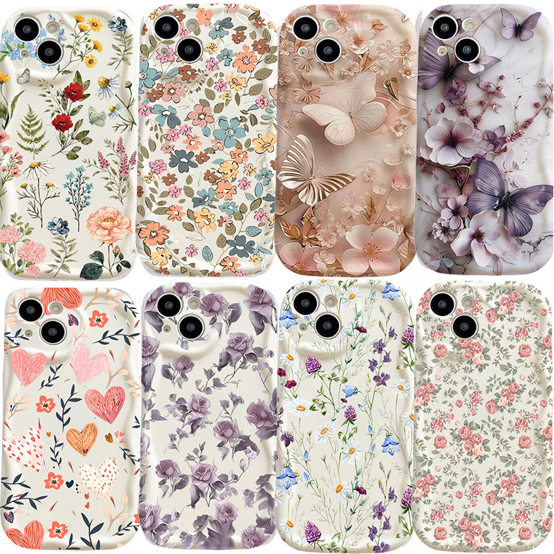 Invólucro Para Samsung A57 A56 A17 A07 A27 A37 A36 A26 A06 A16 5G Borboleta Floral Violeta Flores Caso De Telefone