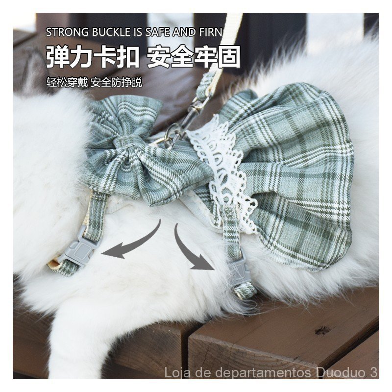 [Promoção] Roupa para Gato de Estimação, Coleira e Guia para Gato, Vestido de Princesa, Roupa para Animais de Estimação