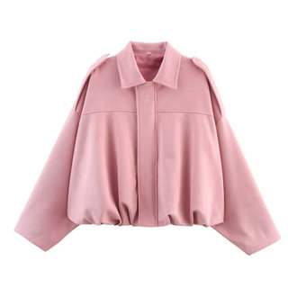 Jaqueta de Couro 2026 com Gola de Veludo Primavera/Verão
