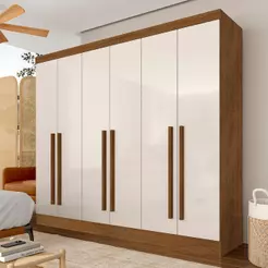 Guarda Roupa Casal 6 Portas 2 Gavetas Ester Freijó/off Premium - M.a