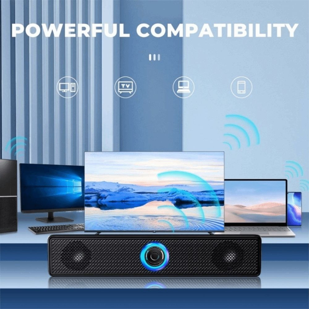 NEDFS PC Soundbar , Alto-Falante Bluetooth Sem Fio Com Graves Fortes , Barra De Som Estéreo Compacta Alimentado Por USB