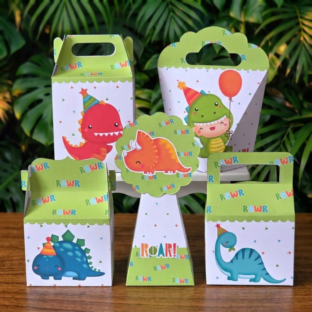 Kit Festa Caixinhas DINOSSAURO BABY 2 lembrancinhas personalizadas para aniversario infantil decoração mimos