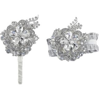 Conjunto de 2 peças: Pulseira de pulso de luxo com cristais brilhantes e diamantes, um para a noiva e outro para o noivo