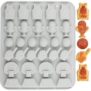 Moldes de silicone com 30 cavidades, tema basquete, para doces, chocolate, troféus e decoração de bolos.