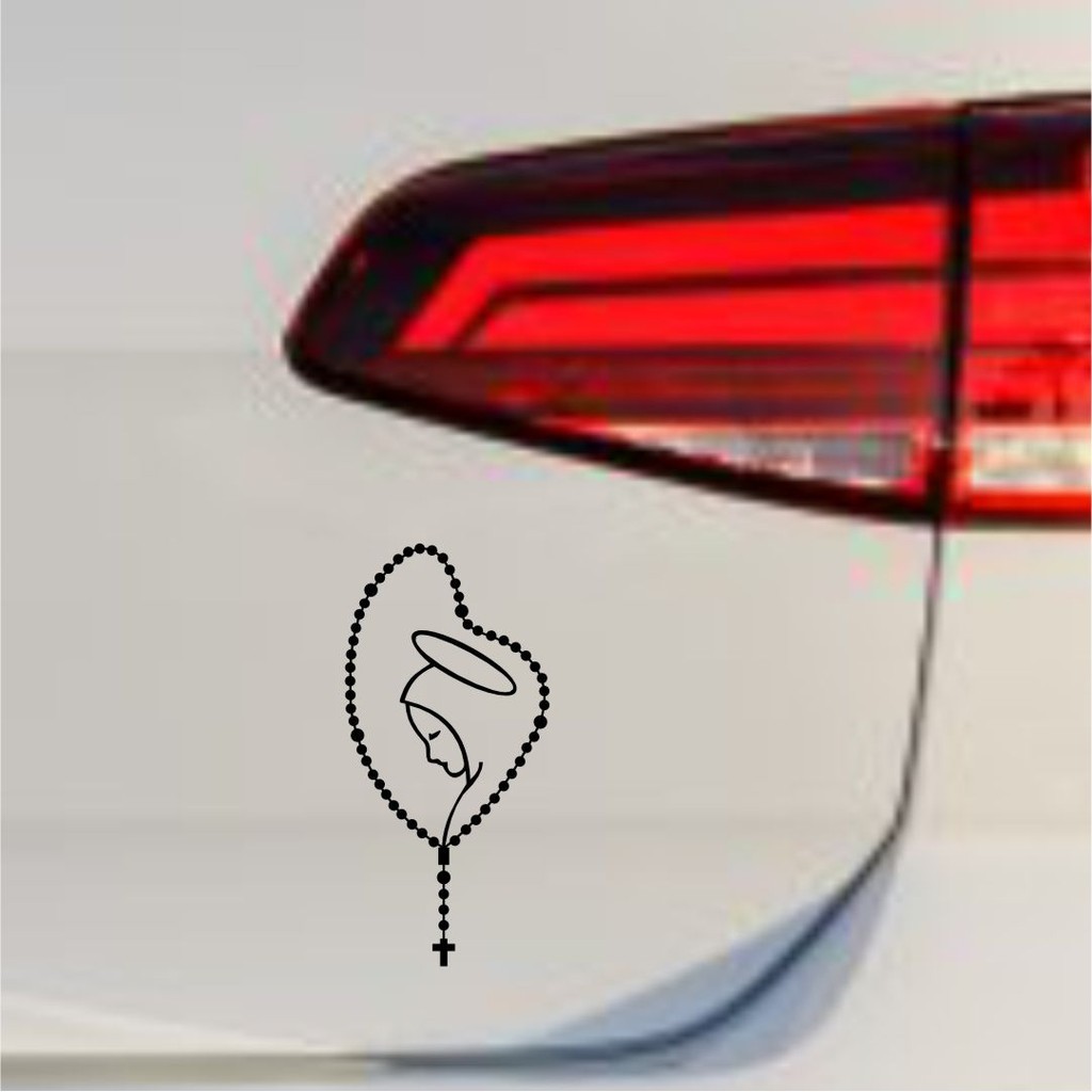 Adesivo De Carro - Terço Nossa Senhora Branco ou Preto 10X6 20X9 Mixx