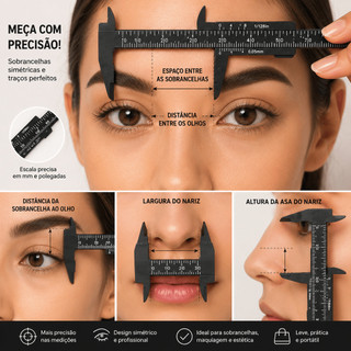 Paquímetro Plástico para Design de Sobrancelhas Medição Micropigmentação Extensão de Cílios