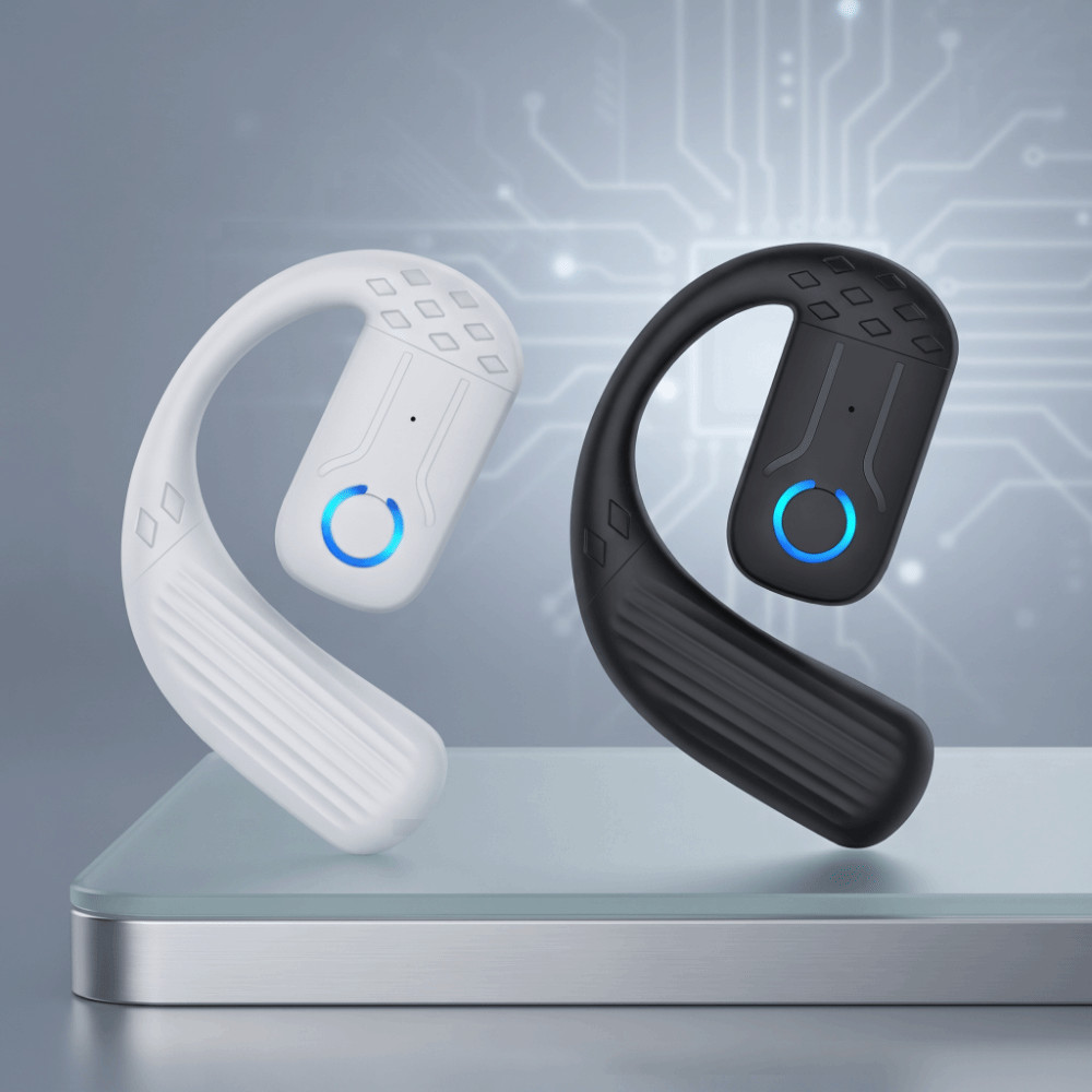 Fone De Ouvido Bluetooth Sem Fio QENVXDAN , Com Gancho De Orelha À Prova D'água Microfone De Chamada HD , Display Digita