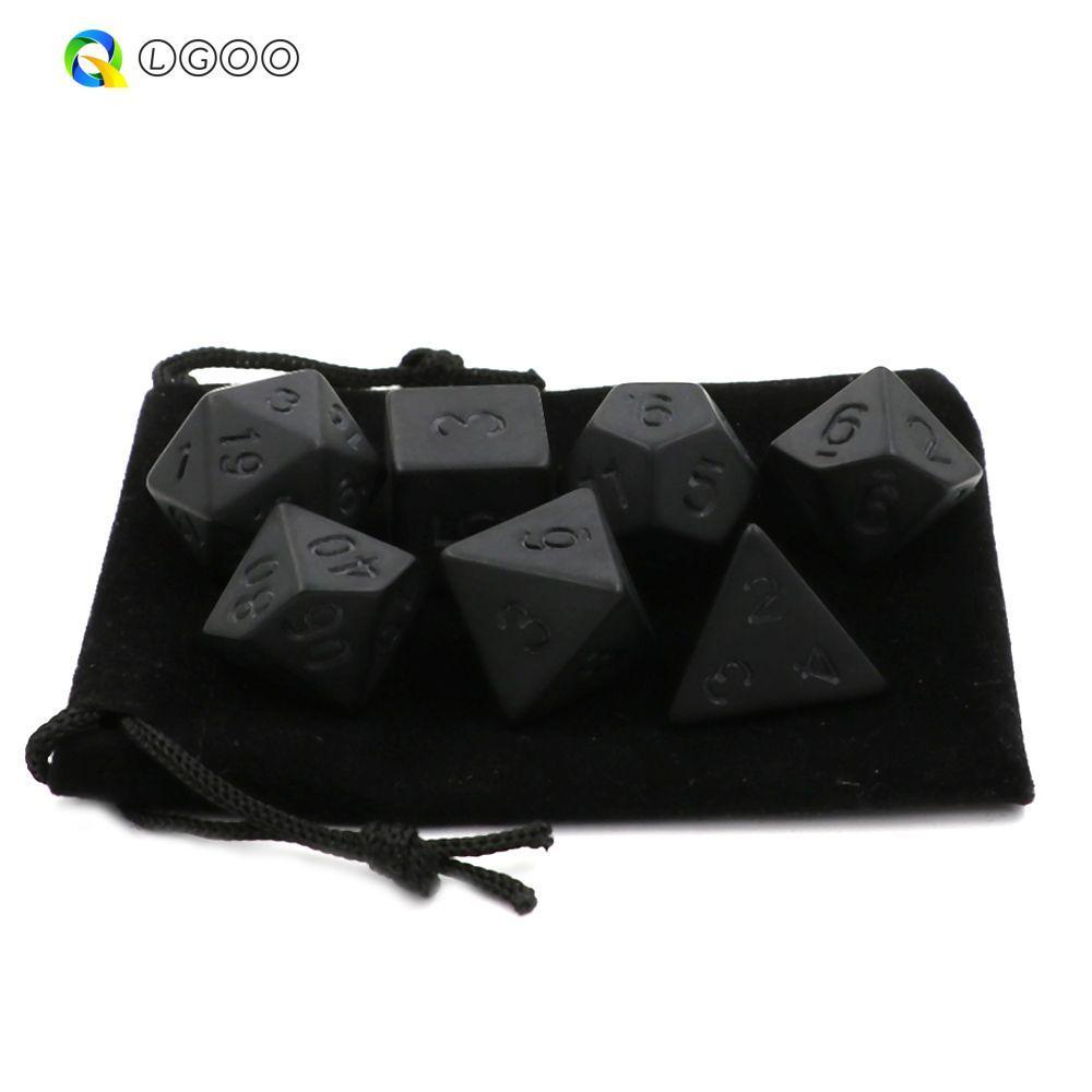 LGOO Preto RPG Dice Set Com Bolsa 7 Pçs/Jogo Brinquedos Jogos De Tabuleiro De Família Festa Em Brinquedo Educacional