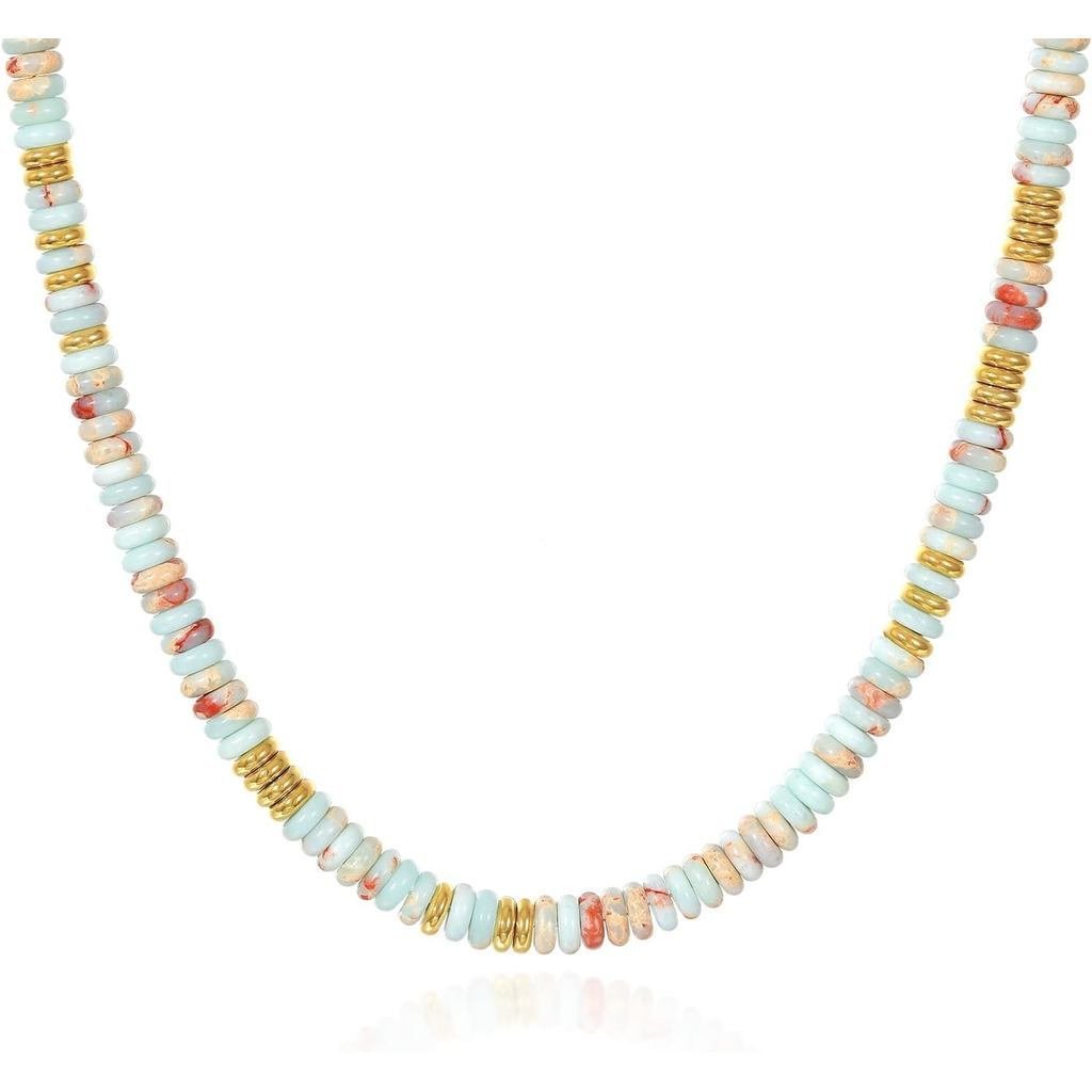Colar Choker Boho com Pérolas KissYan para Mulheres, Colar de Pedras Preciosas com Pérolas de Água Doce, Colares de Prai