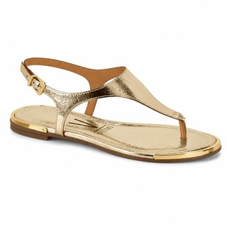 Sandália Feminina Rasteira Flat Detalhe Dourado Conforto 6583
