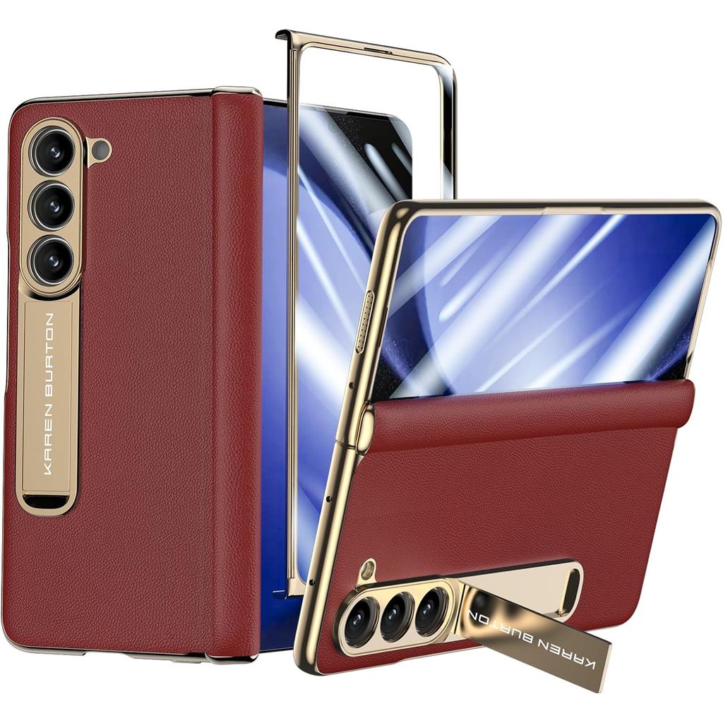 Phone Case for Samsung Galaxy Z Fold 5,Luxury Premier Genuine Leather,Full Body 