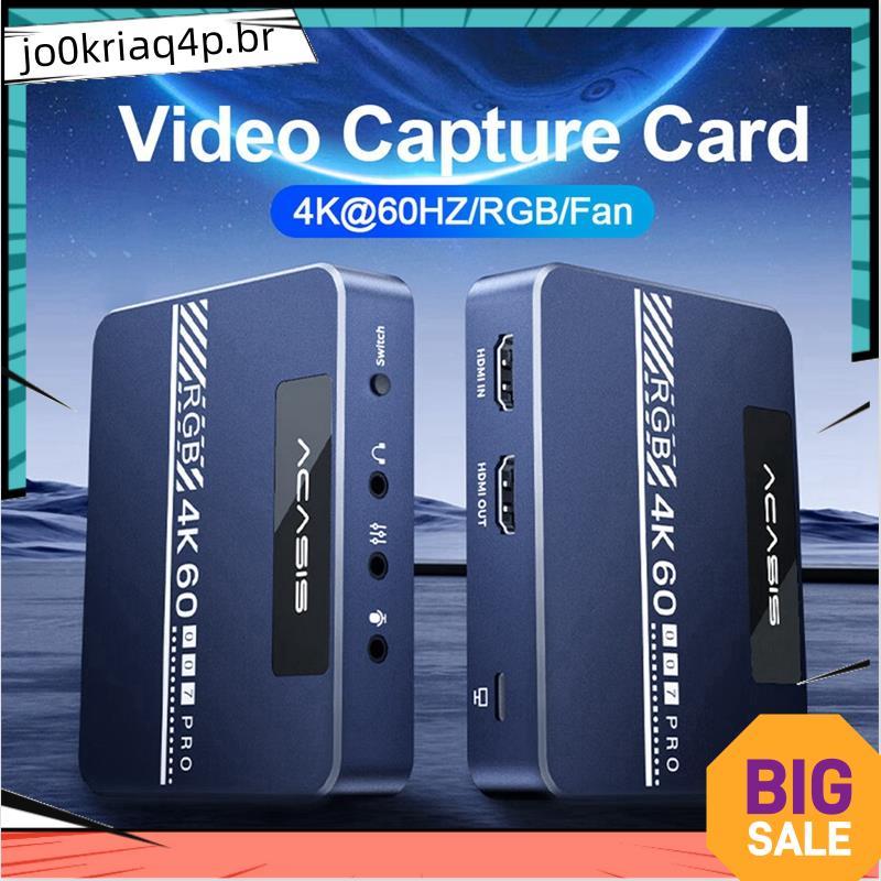 Placa De Captura De Vídeo 4K 60HZ HDR10 RGB 1080P Grabber Para Gravação De Jogos