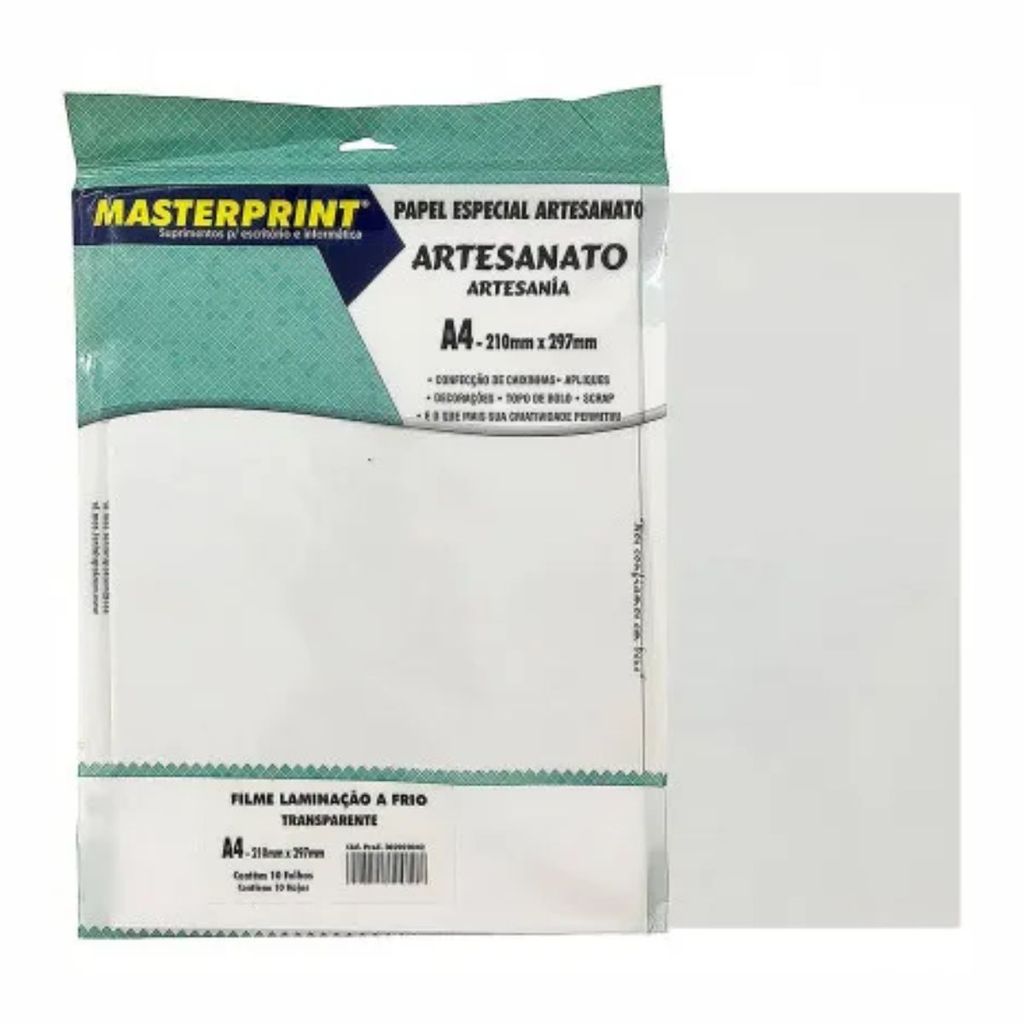Filme Laminação a frio Transparente 140G/M² A4 10 Folhas