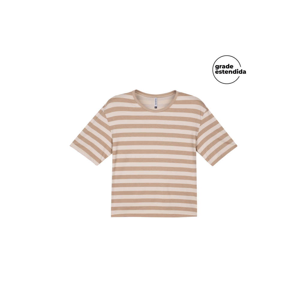 Blusa Feminina Listrada Detalhe Costas Marialícia Marrom