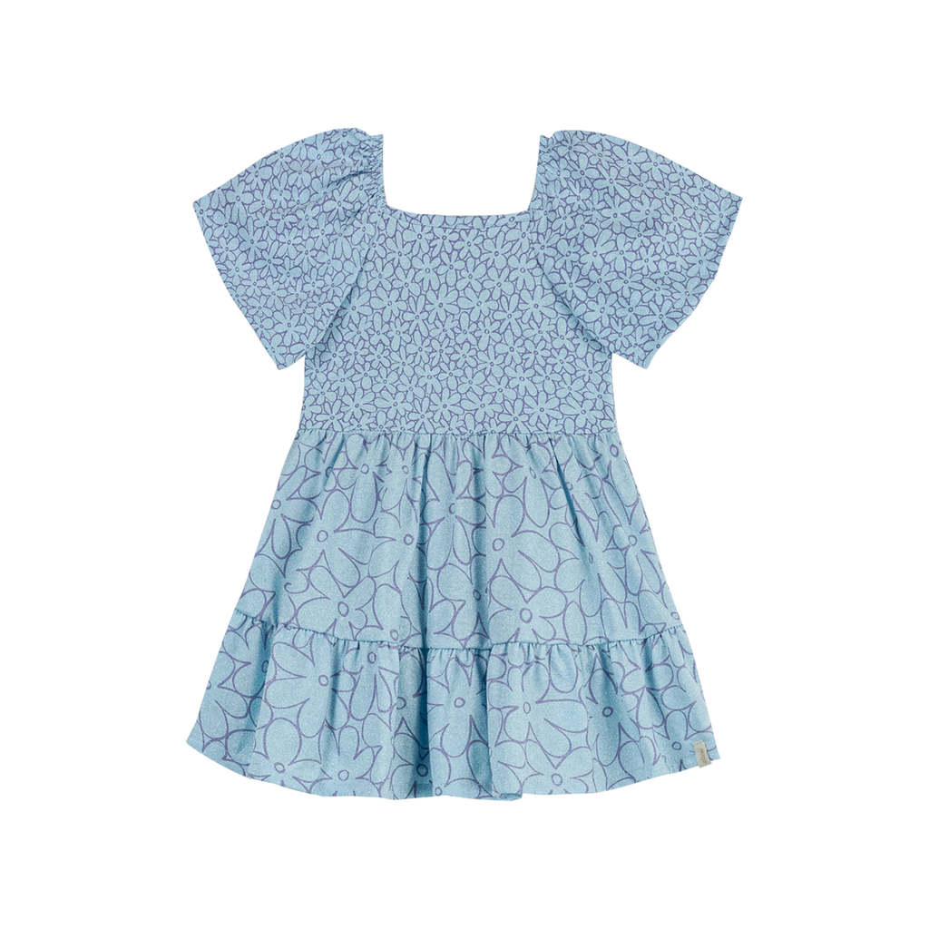Vestido Infantil Menina Floral Perolado Elian Azul — imagem 2 de 2