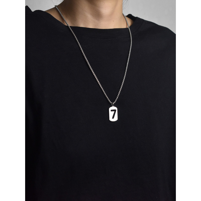 2025 novo estilo de aço titânio número da sorte 6789 pingente colar casal Street Wear simples camiseta moletom colar fem