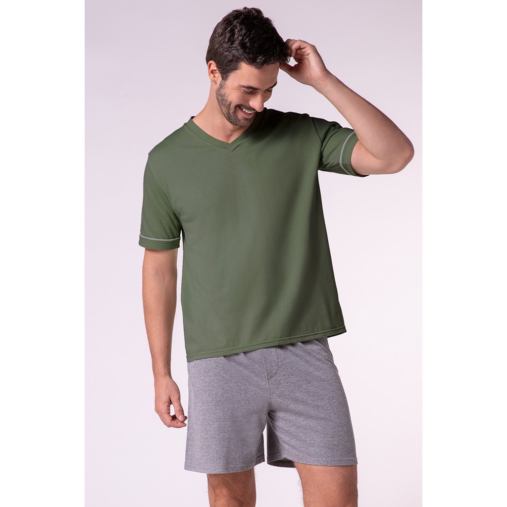 Pijama Masculino Curto Adulto Lupo 28000A Shorts Algodão.