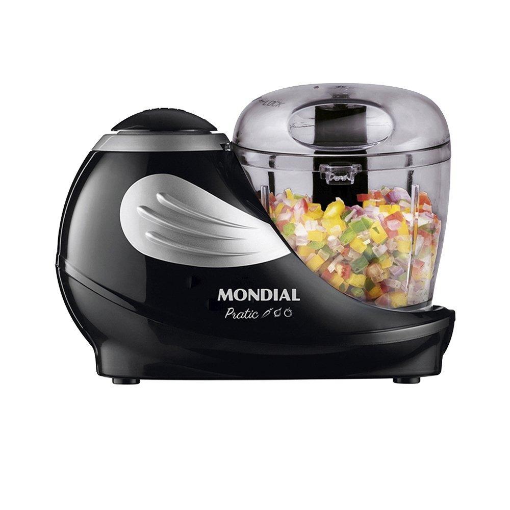 Mini Processador Mondial MP-05-B - 1 Velocidade + Pulsar, 310ml, Lâminas em Aço Inox, Preto 220v