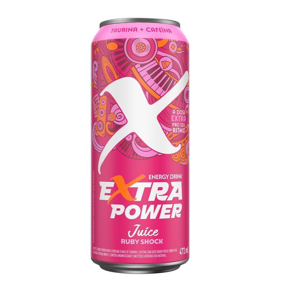 Energético Extra Power Ruby Shock 473ml - Embalagem com 6 Unidades