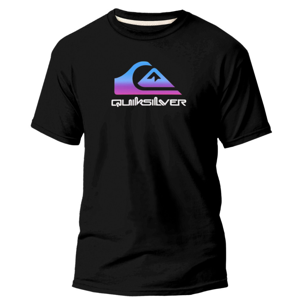 Camiseta Masculina Feminina Quiksilver Roxa e Azul 100% Algodão Manga Curta Estampada Streetwear Moda Urbana Casual