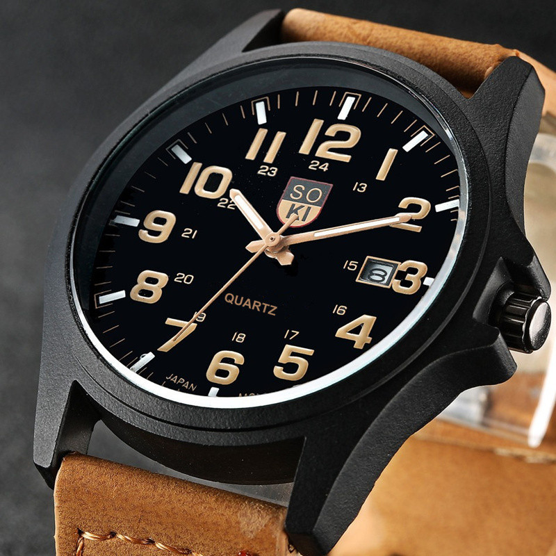Lazer Relógio De Pulso Masculino Quartzo Pulseira De Couro Relógios Relogio Moda Calendário Fora Da Porta Reloj Hombre