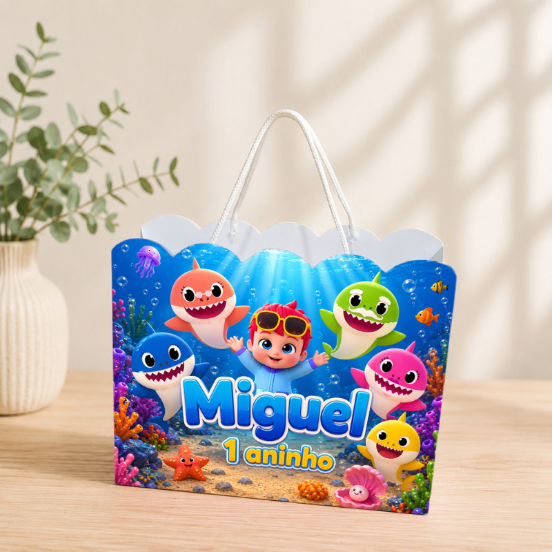 Sacolinha Personalizada Bebefinn Pegue e Monte Lembrancinha Aniversário Infantil Mimos Festa