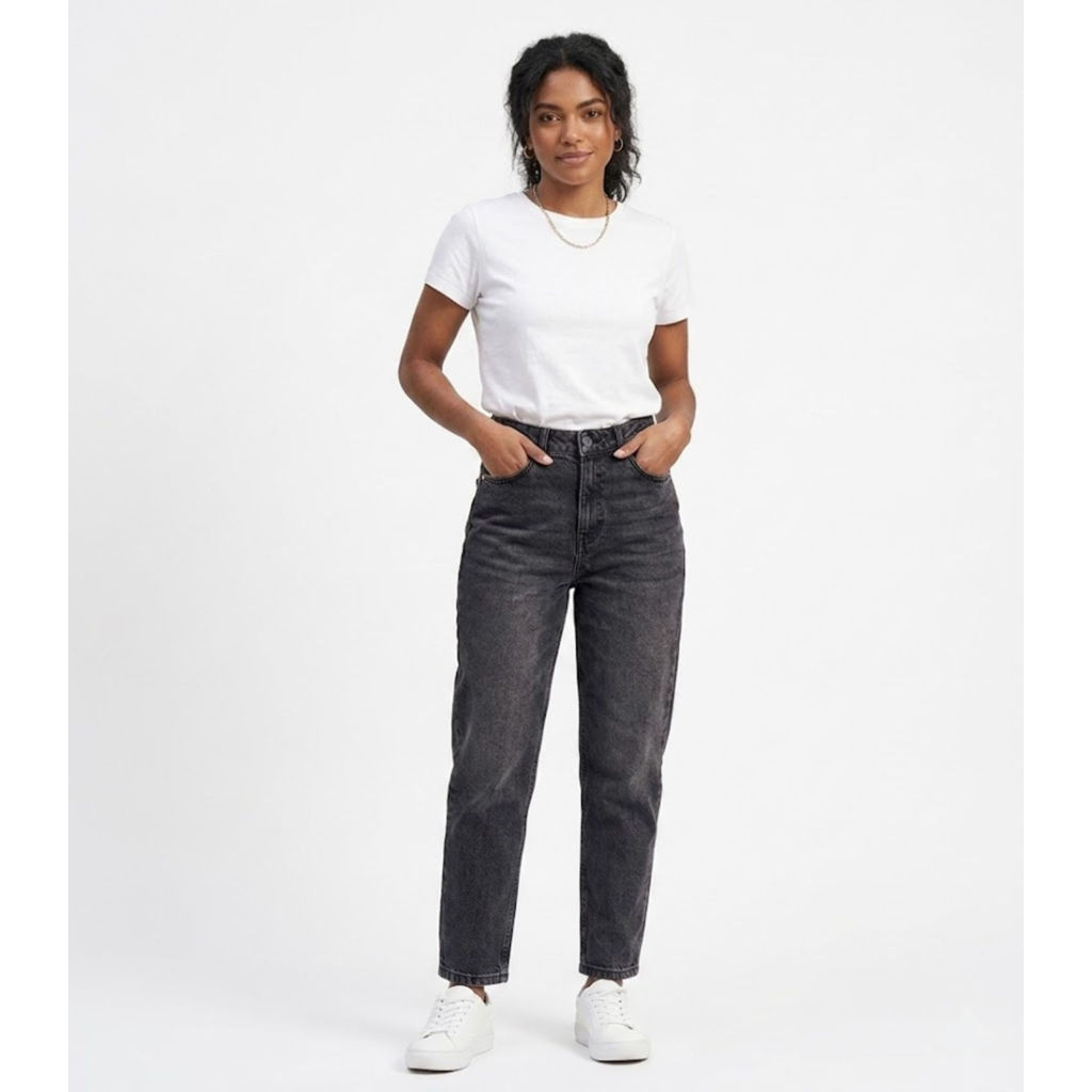 Calça Jeans Feminina Mom Rovitex Preto