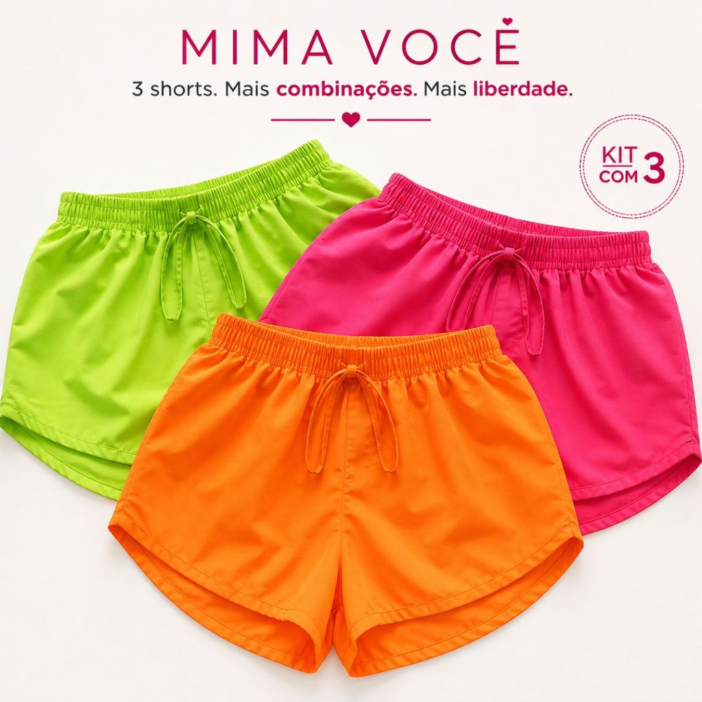 KIT 3 short tactel feminino casual saida de praia corrida shorts academia shortinho caminhada