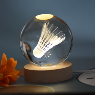 Decoração de mesa de badminton 3D cristal interno esculpido lembrança de badminton esportes diy lembrança decoração