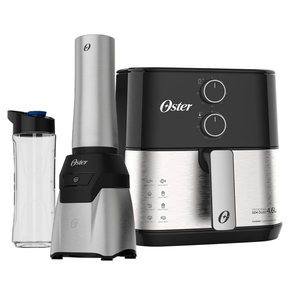 Kit Blender Power Inox e Fritadeira Inox Compact 4,6L Oster