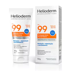 Protetor Solar Facial Diária Helioderm FPS 99 3 em 1 com Ativo Hialurônico e Niacinamida 50g