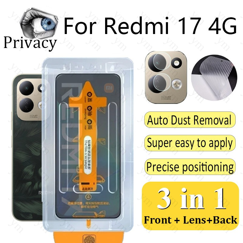 3 Em 1 Redmi 17 4G Anti-Espionagem Protetor De Tela De Vidro Temperado Com Um Clique Privacidade Para A7 A5 A3 15C 14C 1